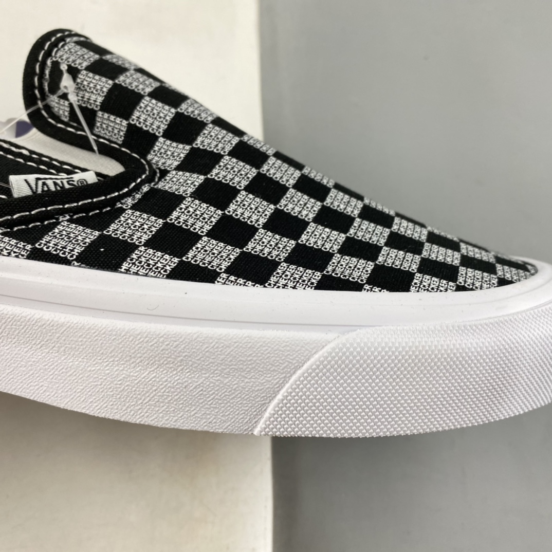 Vans Classic Slip-On98 DX black and gray plaid lazy one pedal canvas shoes VN0A7Q58BLK