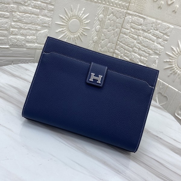 Hermes Clutches & Pouch Bags Black Blue Cowhide Casual
