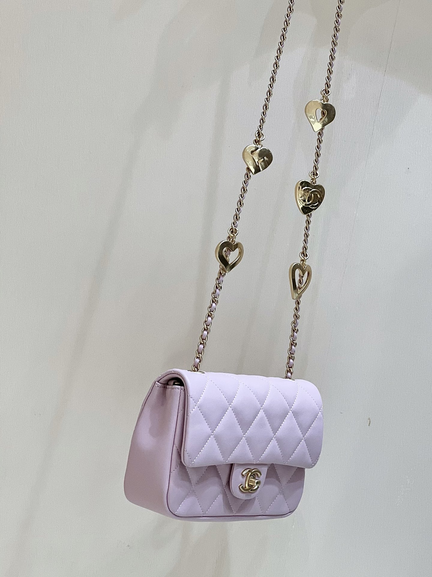 CHANEL CF限量版爱心吊坠链条包 AS3457粉色