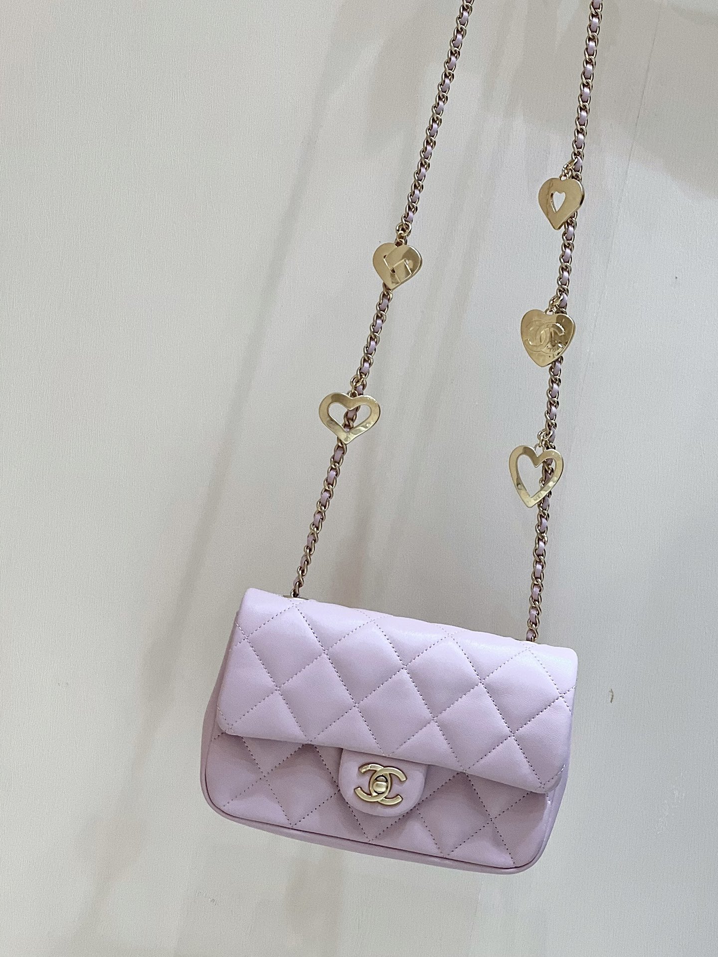 CHANEL CF限量版爱心吊坠链条包 AS3457粉色