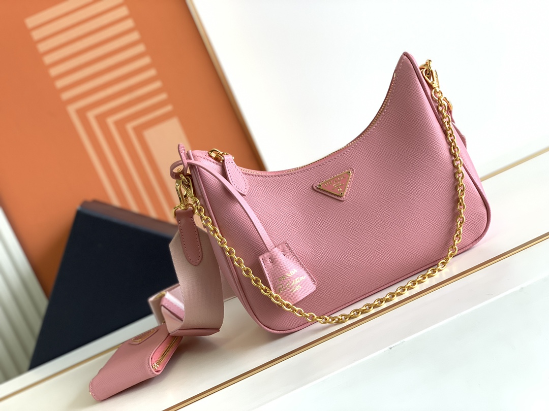Prada (New version) 2025 popular upgraded version baokuanqnylon Hobo handbag/underarm bagOriginal cross patternDetachable P home Re-Edition 2005