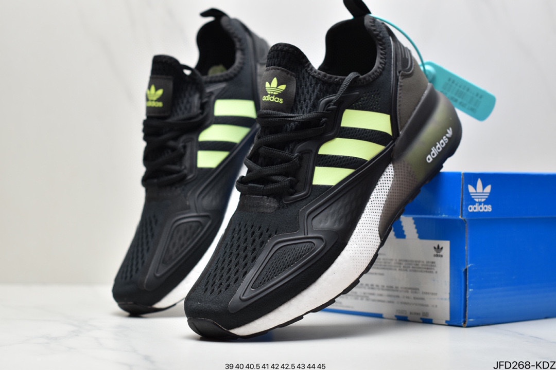 Adidas cushioning running shoes Yi Yang Qianxi same style Adidas Originals ZX 2K Boost new popcorn cushioning casual sports running shoes FZ3323