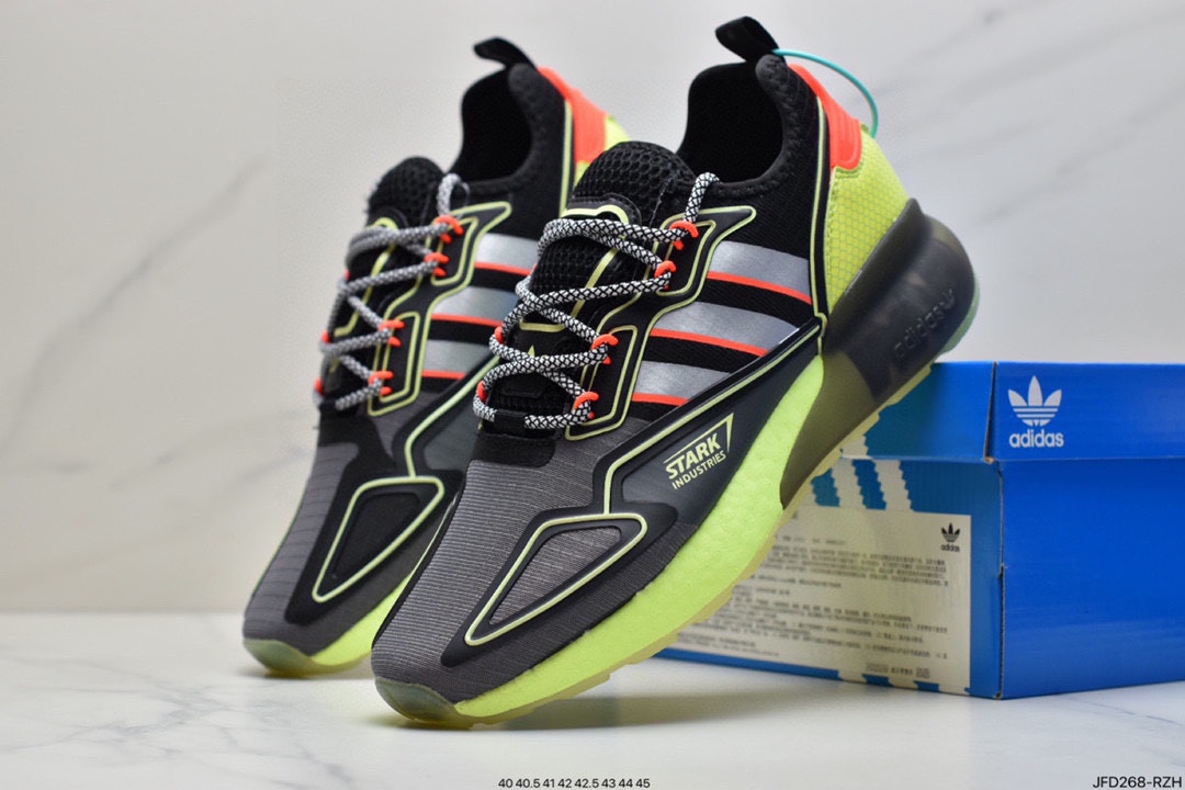 Adidas cushioning running shoes Yi Yang Qianxi same style Adidas Originals ZX 2K Boost new popcorn cushioning casual sports running shoes FZ3323