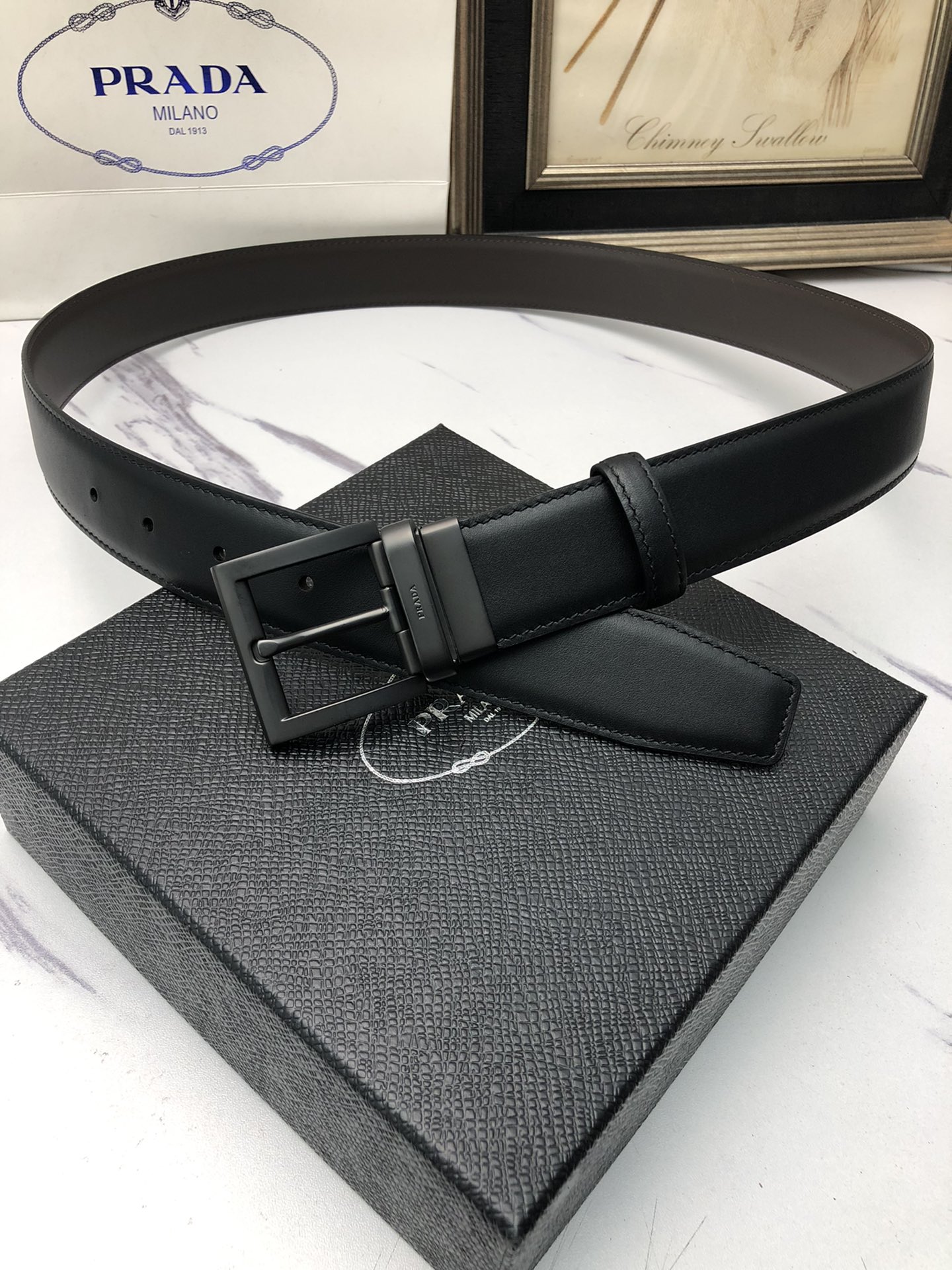 [Prada Belts]Prada: Original original double sided first layer cowhide plain b