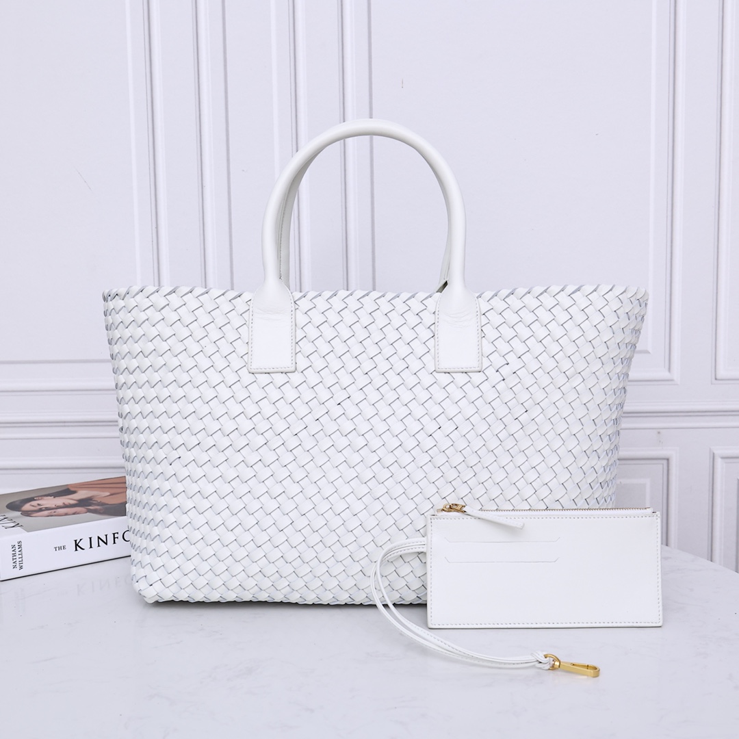 Sheepskin Woven Basket Shopping Bag Large with Small Card Holder