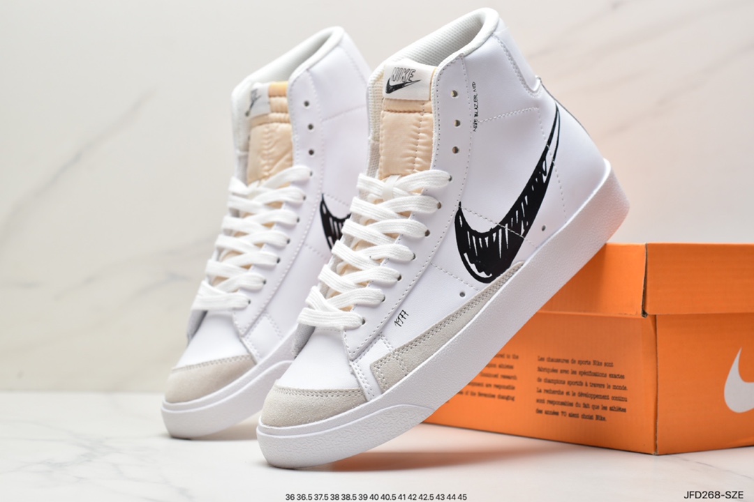 170 Nike Blazer MID 77 Vntg开拓者涂鸦高帮板鞋CW7580-101