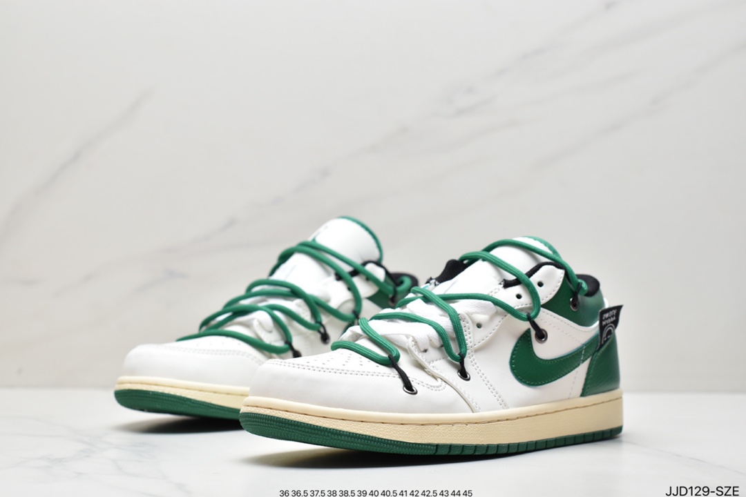 130 Nike Air Jordan 1 Low”Beige/Green/Happy Smile” 米白深绿微笑绑绳DC0774-850