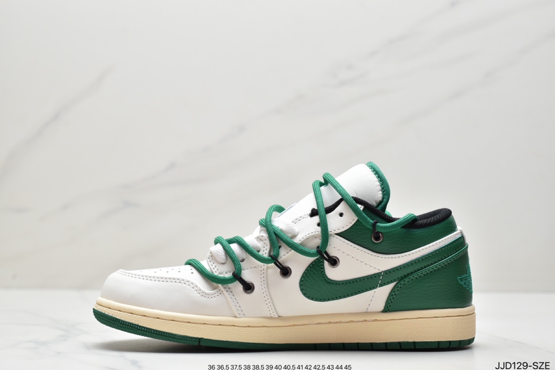 130 Nike Air Jordan 1 Low”Beige/Green/Happy Smile” 米白深绿微笑绑绳DC0774-850