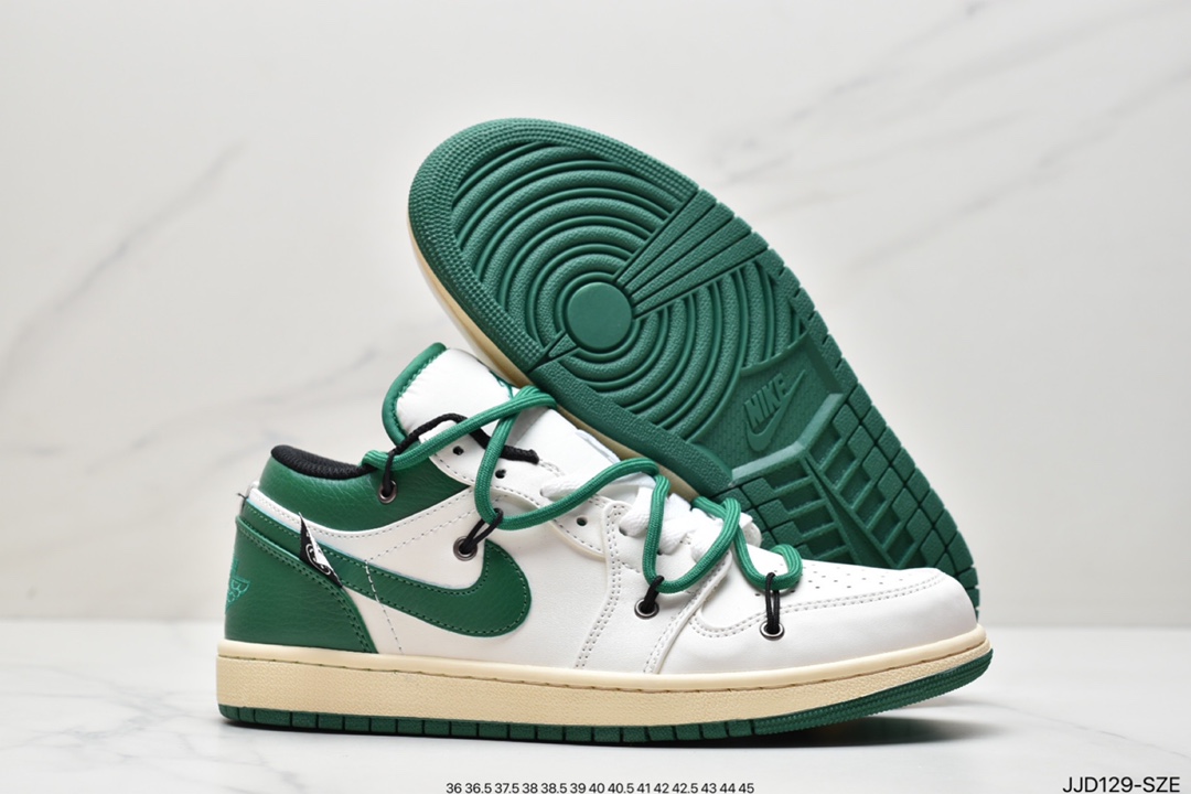 130 Nike Air Jordan 1 Low”Beige/Green/Happy Smile” 米白深绿微笑绑绳DC0774-850