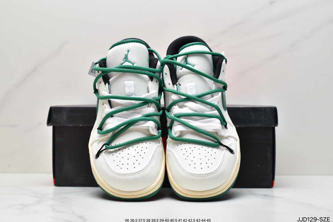 130 Nike Air Jordan 1 Low”Beige/Green/Happy Smile” 米白深绿微笑绑绳DC0774-850