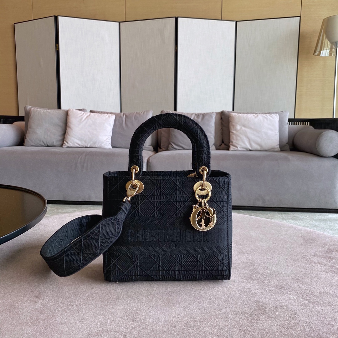 Dior Lady Handbags Crossbody & Shoulder Bags Wholesale Imitation Designer Replicas
 Black Grey Embroidery Canvas
