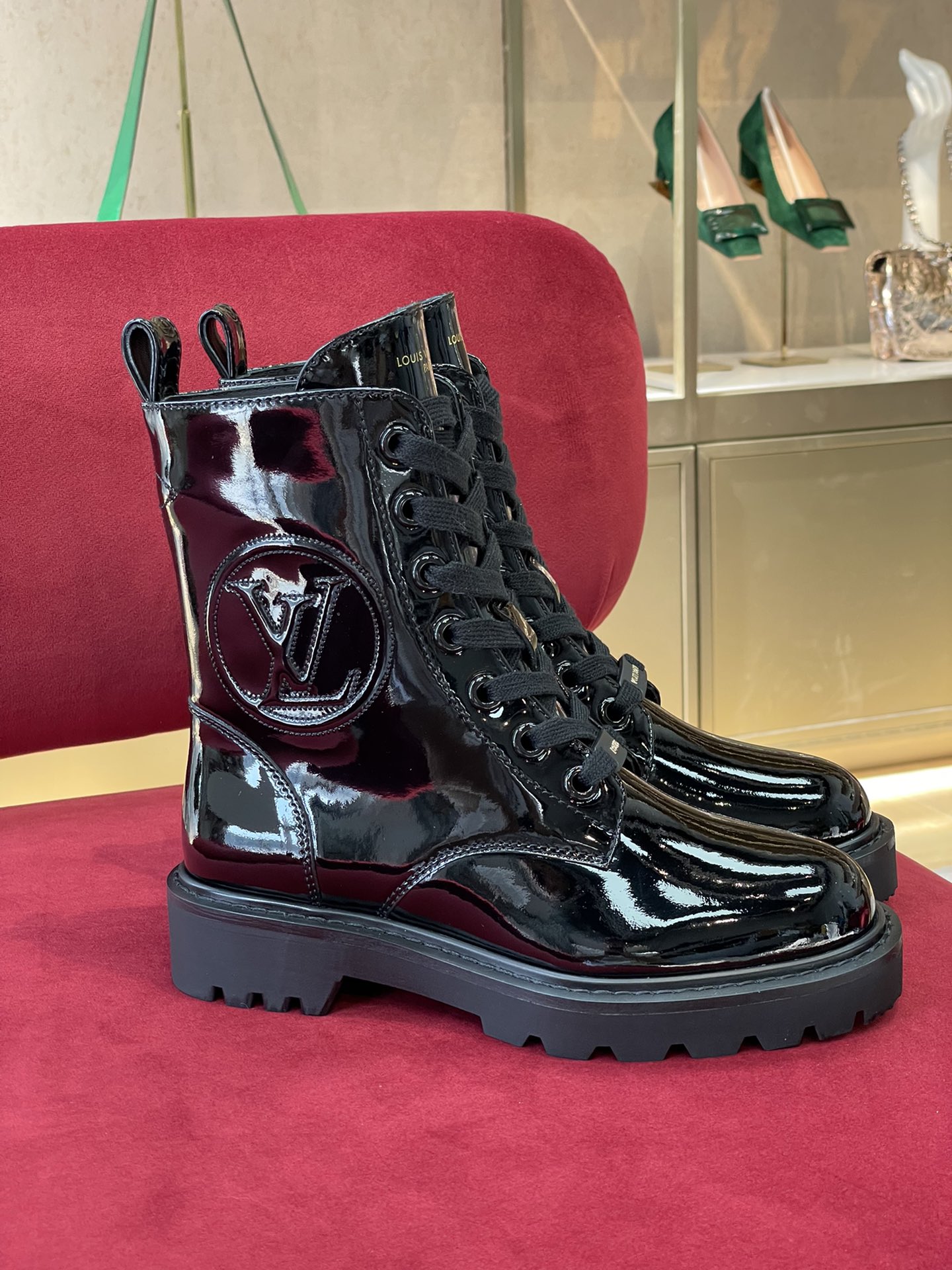 Louis Vuitton Boots Patent Leather Sheepskin Fall/Winter Collection LV Circle