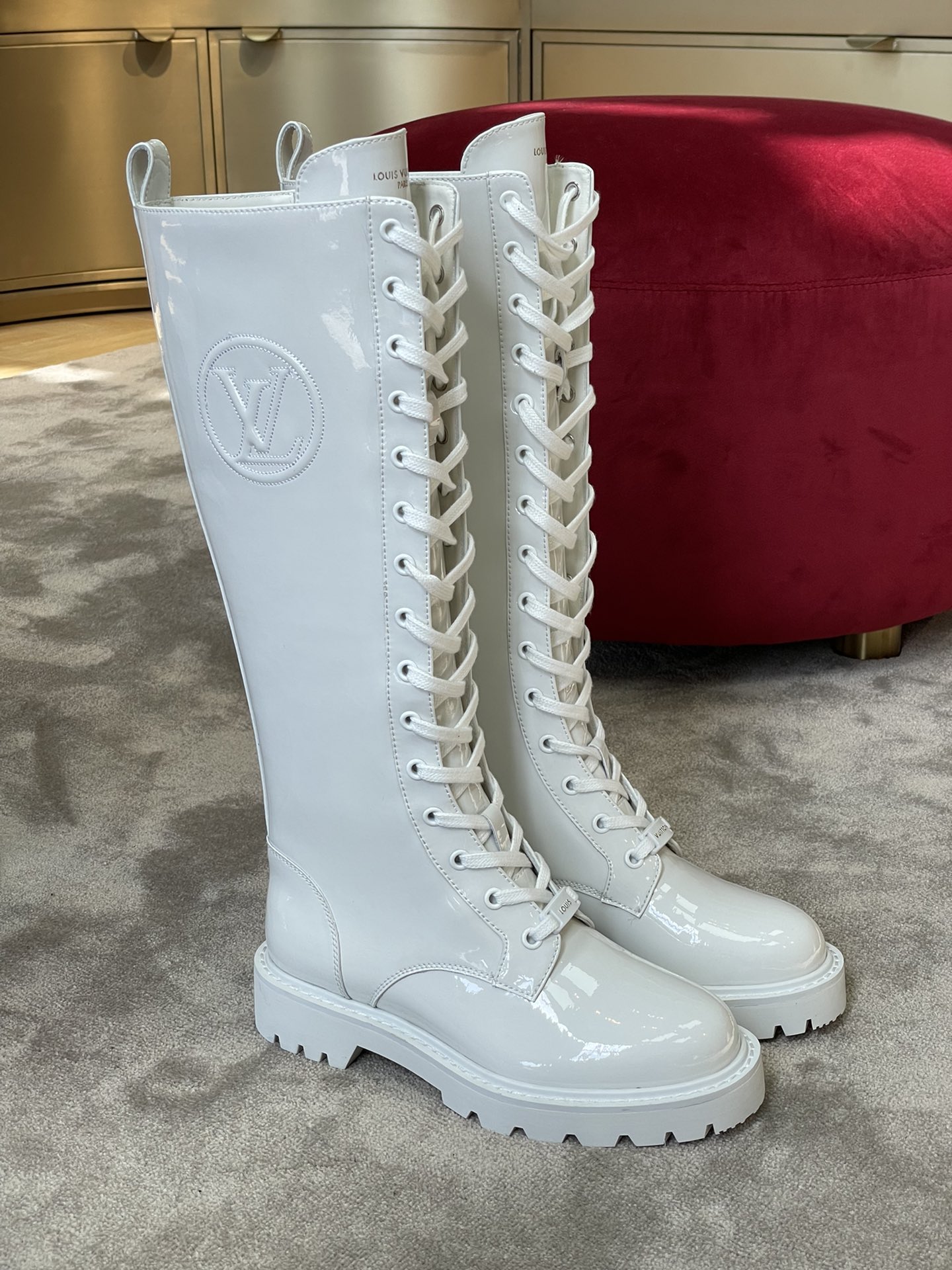 Louis Vuitton Boots Patent Leather Sheepskin Fall/Winter Collection LV Circle