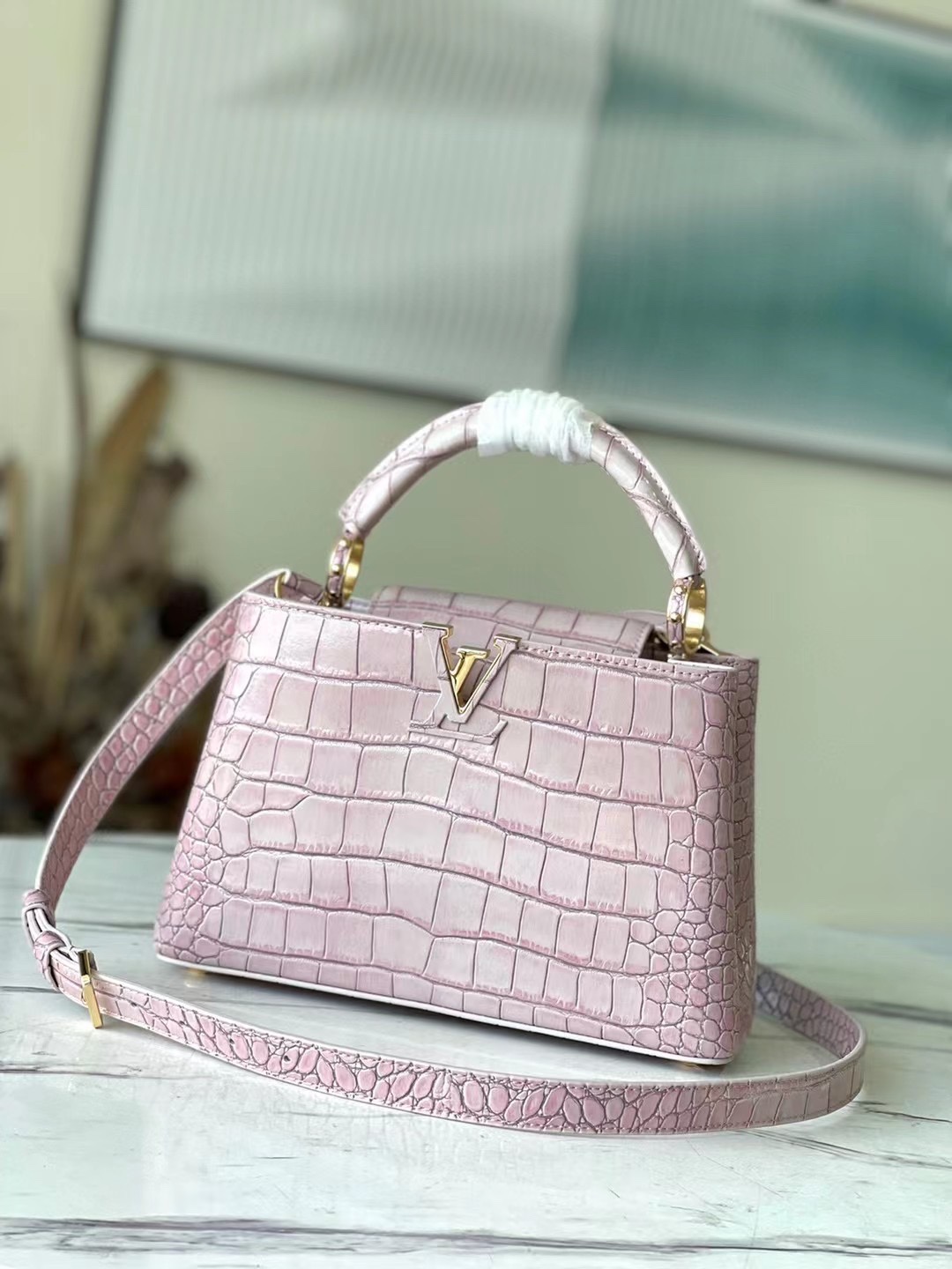 Louis Vuitton LV Capucines Bags Handbags Pink Crocodile Leather Goat Skin Sheepskin Vintage N93163