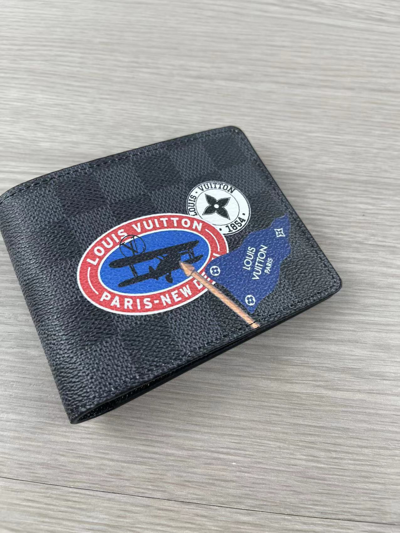 Open view of a leather bifold wallet