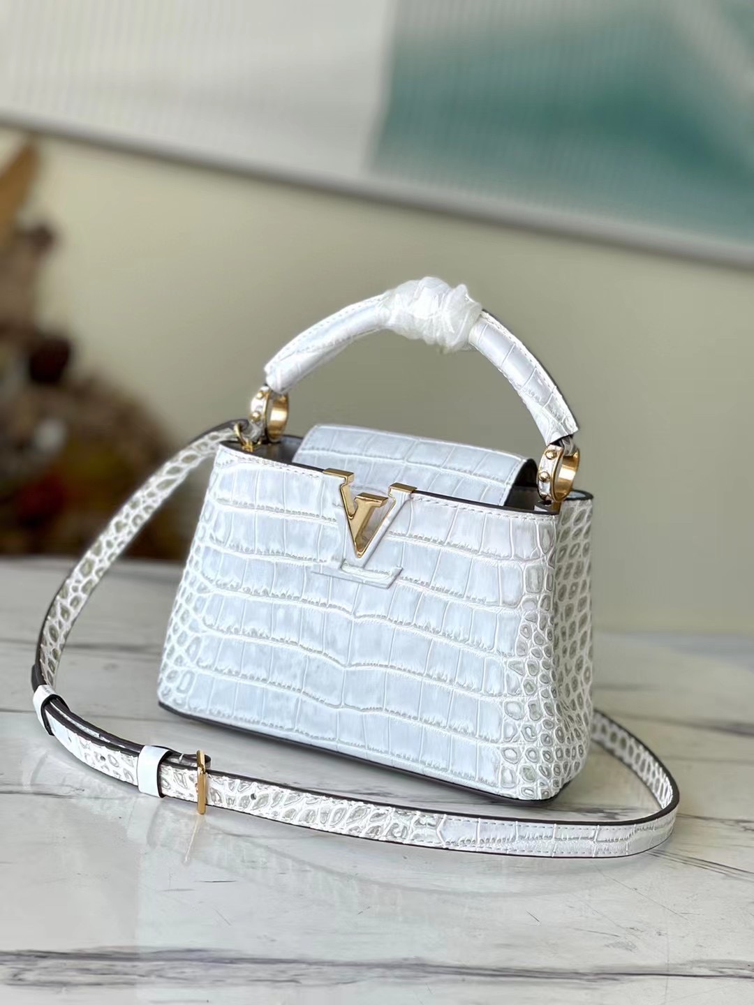 Louis Vuitton LV Capucines Bags Handbags Crocodile Leather Goat Skin Sheepskin Vintage Mini N94227