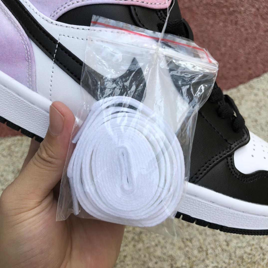 300  Air Jordan 1 Mid AJ1 黑白紫 扎染 男中帮休闲篮球鞋DM6216-001
