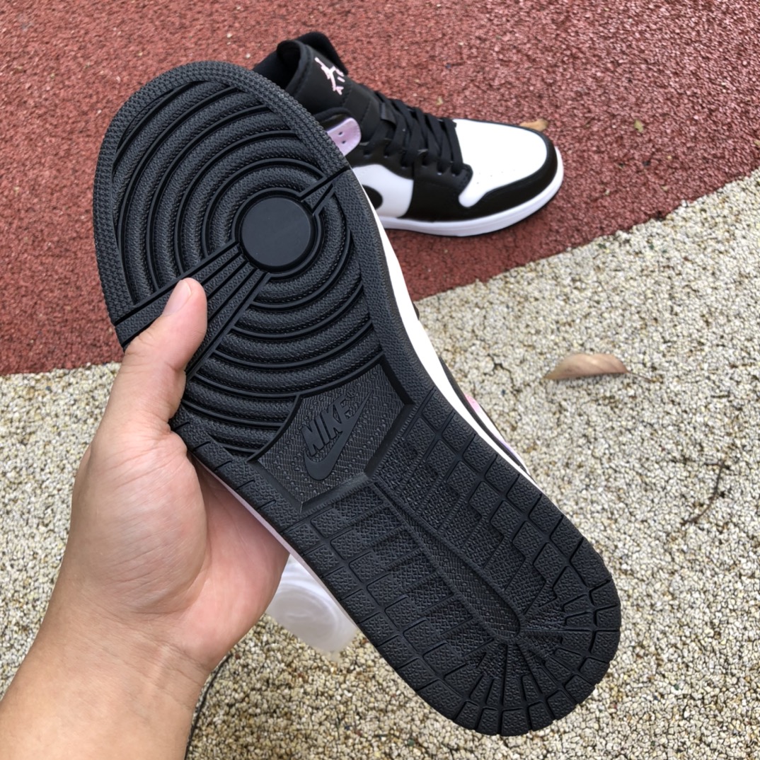 300  Air Jordan 1 Mid AJ1 黑白紫 扎染 男中帮休闲篮球鞋DM6216-001