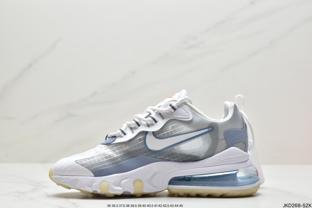 Nike Wmns Air Max 270 React ”White/Light Blue”270瑞亚赛车系列后半掌气垫DD8498-161 Nike Wmns Air Max 270 React ”White/Light Blue”270瑞亚赛车系列后半掌气垫DD8498-161