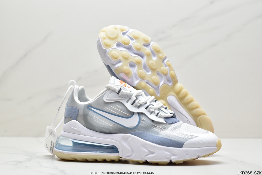 Nike Wmns Air Max 270 React ”White/Light Blue”270瑞亚赛车系列后半掌气垫DD8498-161 Nike Wmns Air Max 270 React ”White/Light Blue”270瑞亚赛车系列后半掌气垫DD8498-161