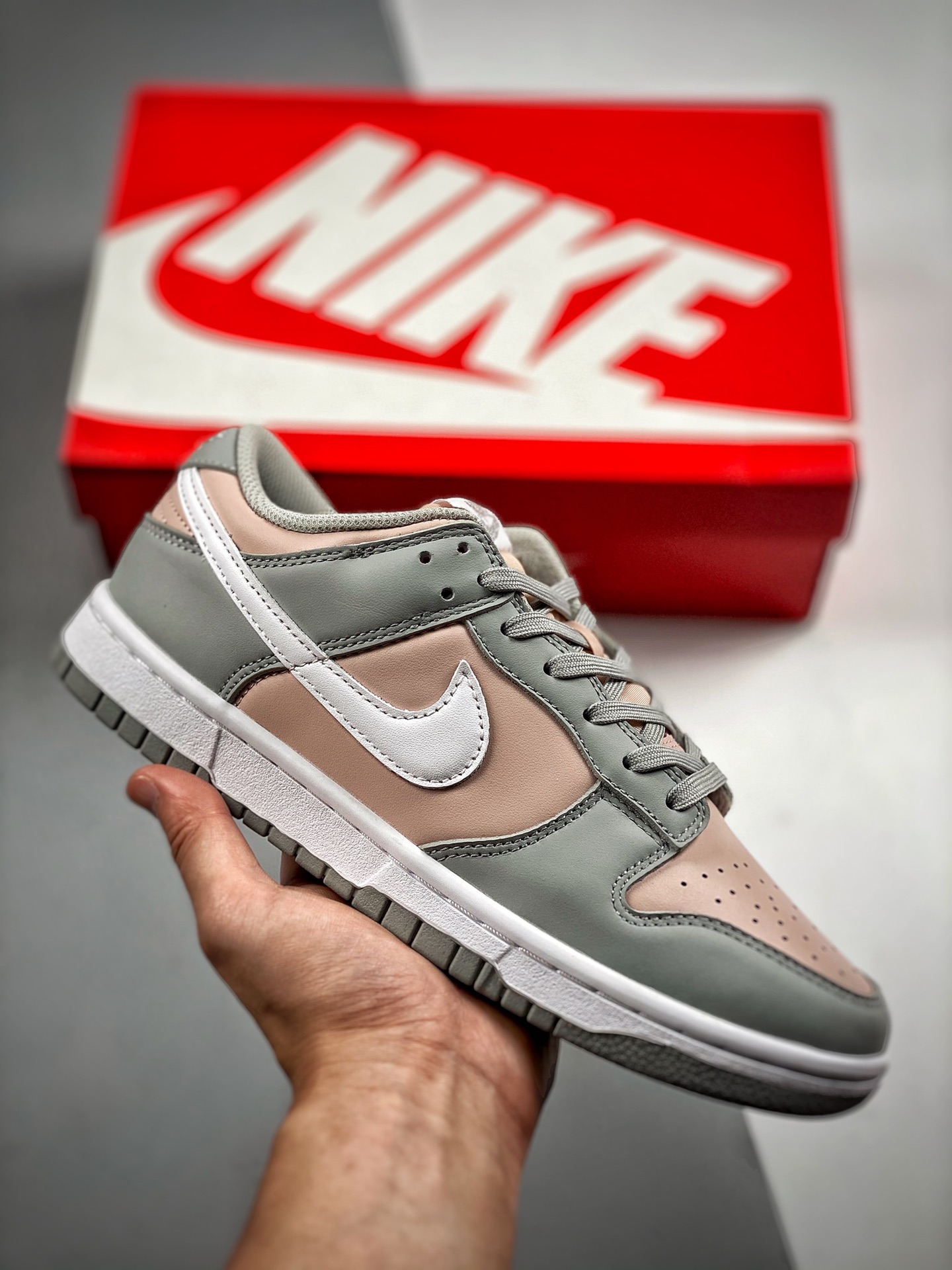-4 Nk Dunk SB Low Gris y rosa combinados, fabricado por una gran fábrica original, fotos reales de estreno, materiales …