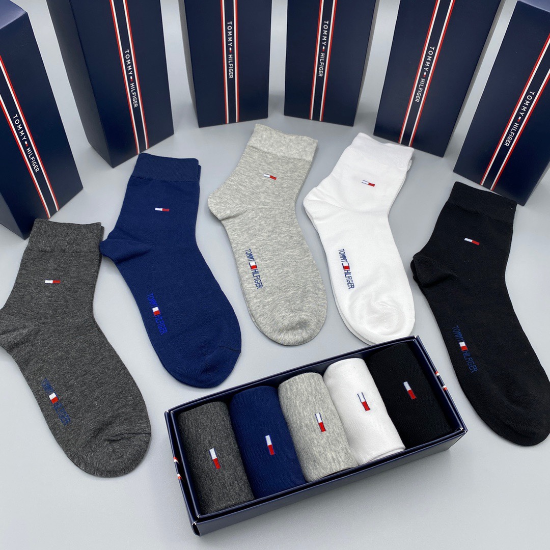Tommy Hilfiger Men's Mid-Calf Socks, Premium Cotton Blend, 5-Pack 8 i1661311345 602 6