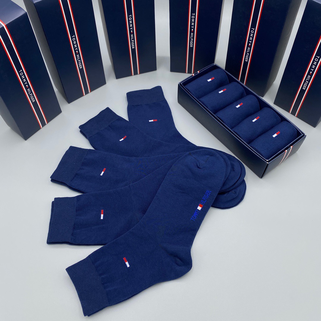 Tommy Hilfiger Men's Mid-Calf Socks, Premium Cotton Blend, 5-Pack 9 i1661311345 7547 7
