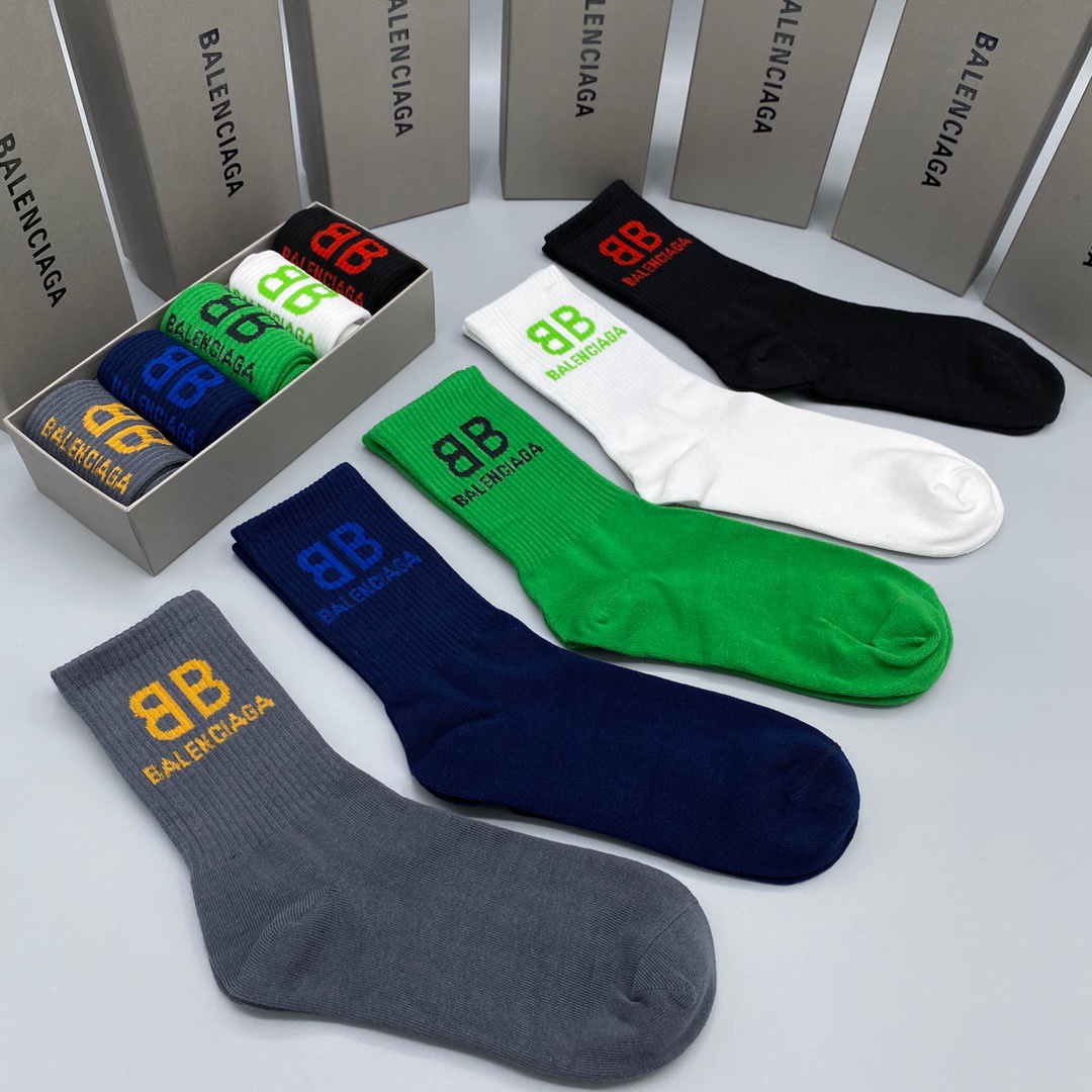 Calcetines Balenciaga de Corte Medio Unisex, Pack de 5 Pares