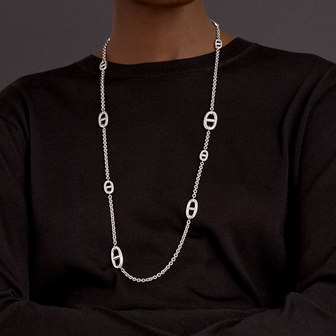 Collar Hermes Chaine d Ancre plata 80cm