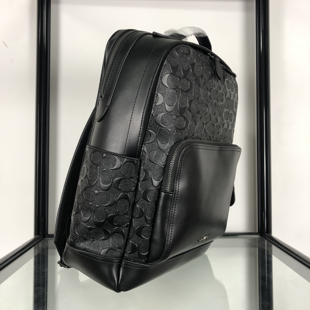 Coach coach/蔻驰男士双肩包 50719 头层牛皮立体压花浮雕男书包/背包/旅行包 双拉链