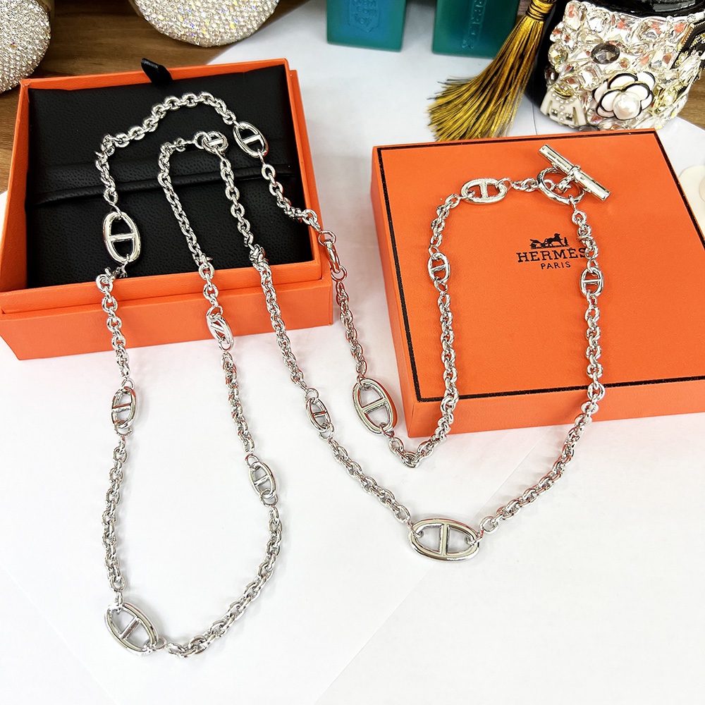 Collar Hermes Chaine d Ancre plata 80cm