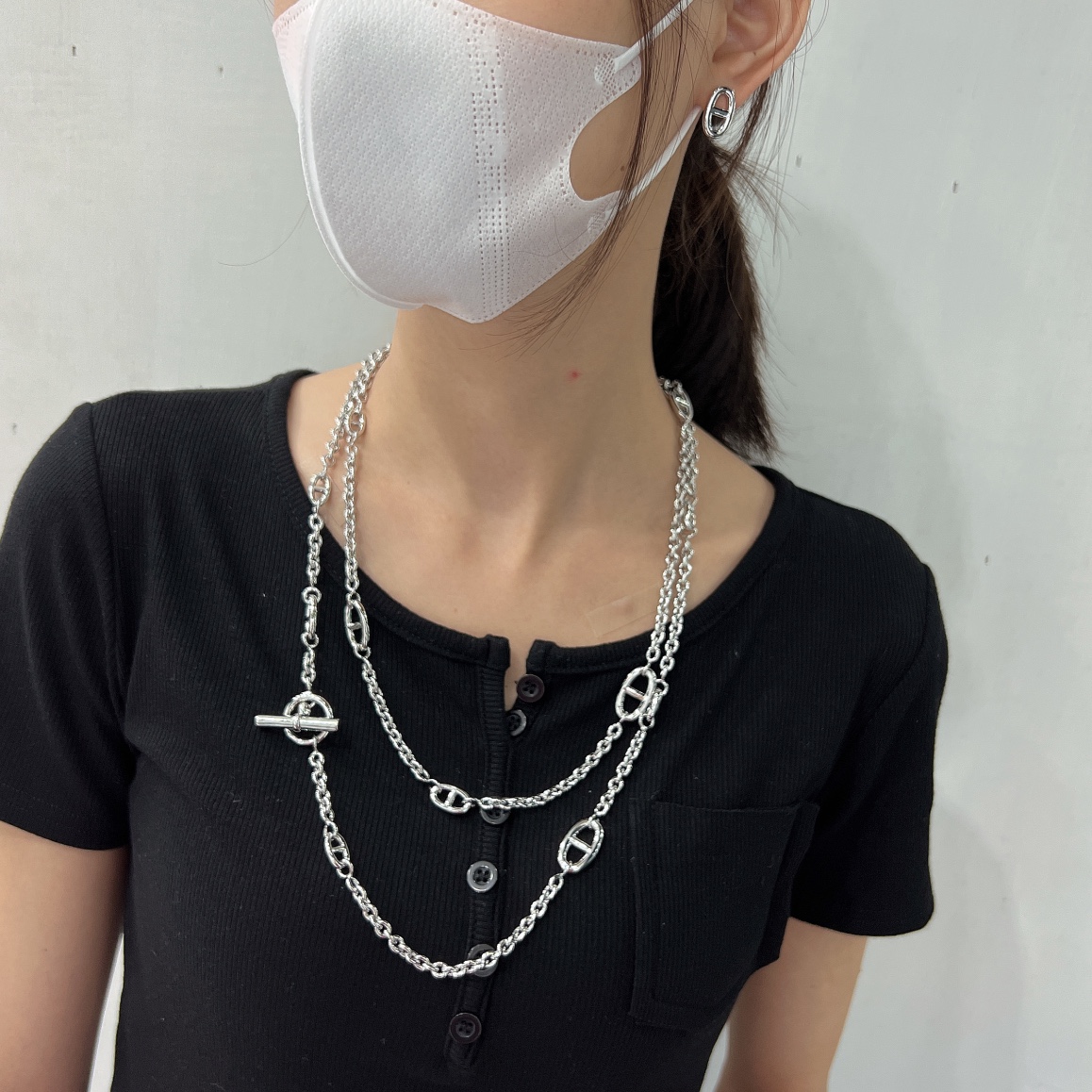 Collar Hermes Chaine d Ancre plata 80cm