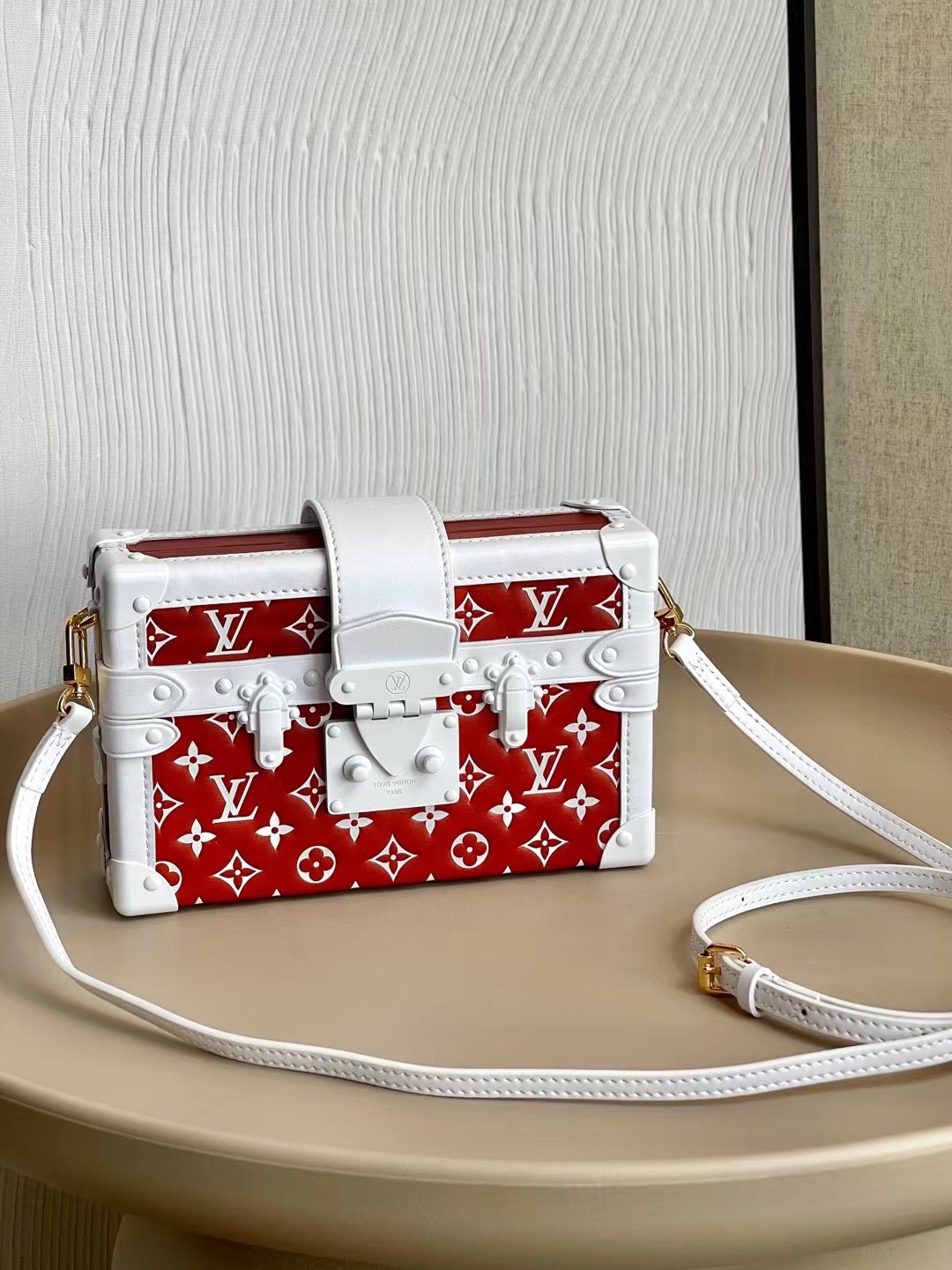 Louis Vuitton LV Petite Malle Bags Handbags Red Cowhide Sheepskin