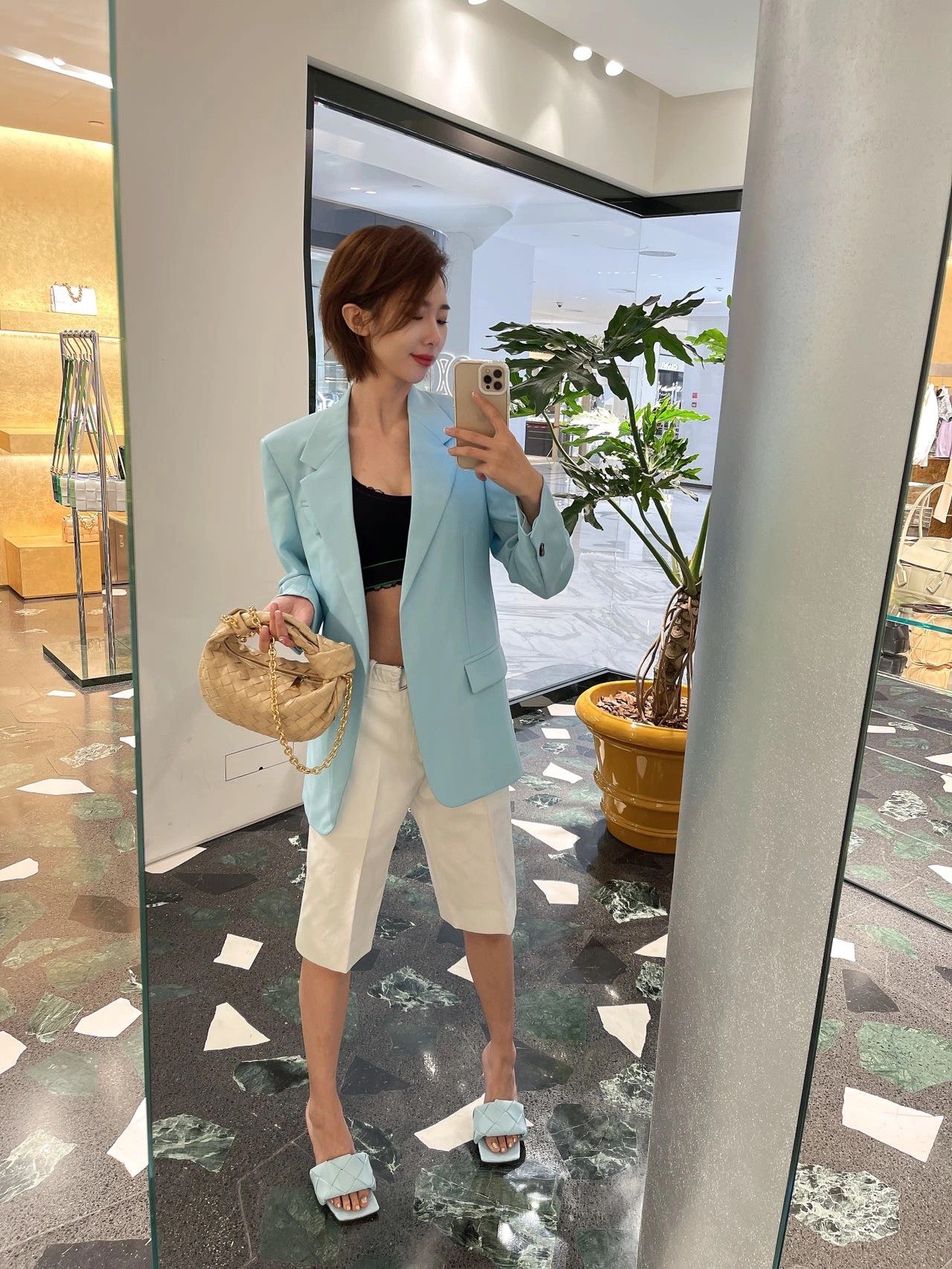 Bottega Veneta MINI CHAIN JODIE 28CM BAG 709562燕麦色