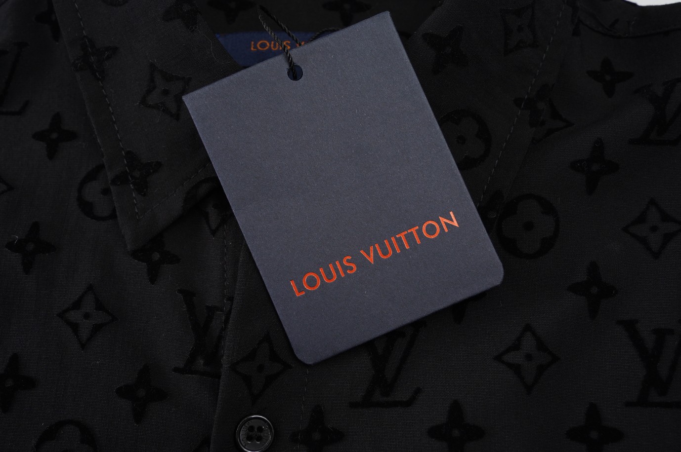 Louis Vuitton/路易威登22FW满印植绒LOGO长袖衬衫?最高版本！定制面料 