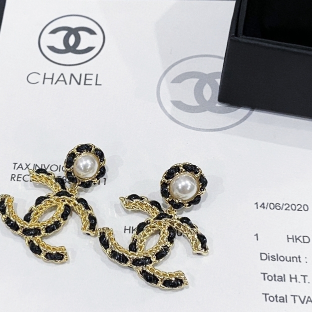 Di alta qualità online
 Chanel Gioielleria Orecchino Nero Bianco Giallo Argento 925 Ottone Cuoio genuino Pelle di pecora