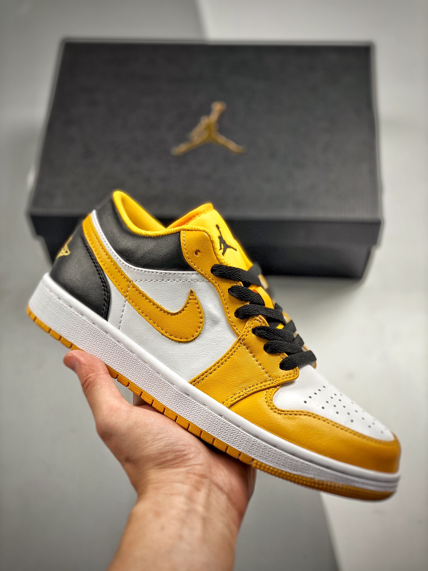 -4 Air Jordan 1 Low blanco negro amarillo taxi único en el mercado cuero de primera capa exclusivo desarrollo con zapat…
