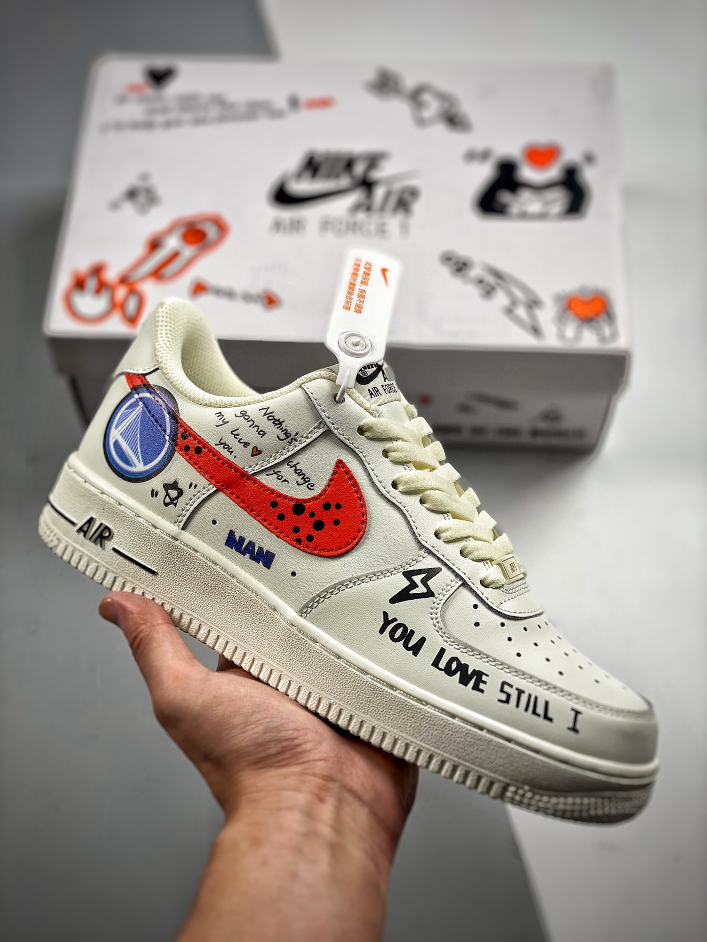 -4 Nike Air Force 1 07 Cupido Air Force 1 low top zapatillas casuales de skate cuero personalizado impresión 3D de fábr…
