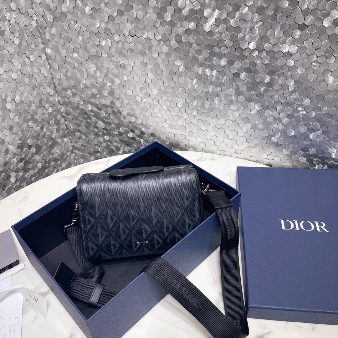 Replicas Buy Special
 Dior Messenger Bags Grey Canvas Cowhide Diamond