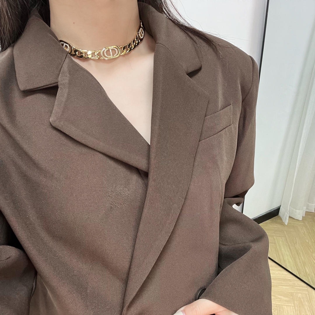 新款☑️DIOR迪奥满钻CD项链