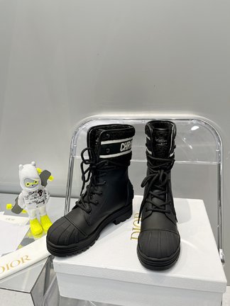 Dior Martin Boots Black Cowhide Rubber Wool Fall/Winter Collection Fashion