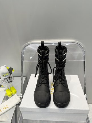 Dior Martin Boots Black Cowhide Rubber Wool Fall/Winter Collection Fashion