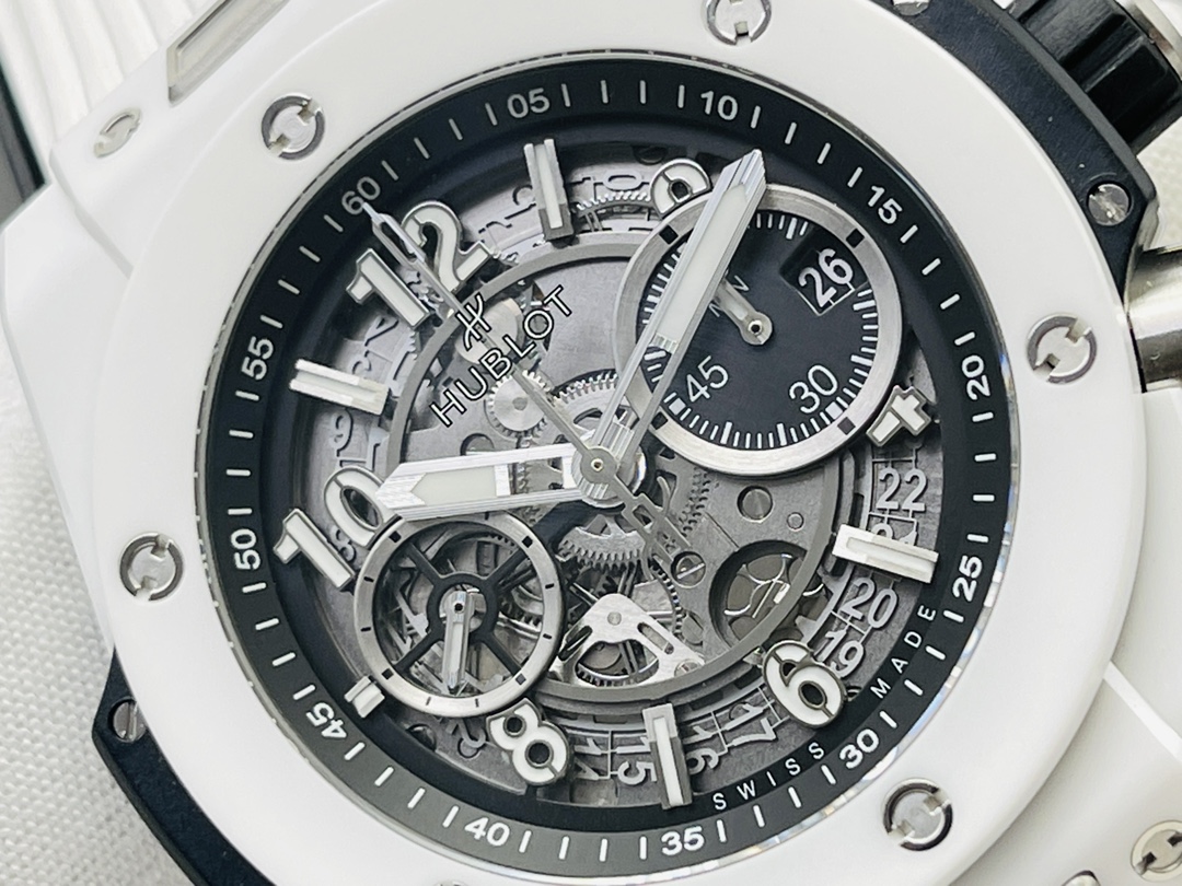 Hublot Big Bang Orologio da Polso Blu Openwork Gomma 7750 Movement Cinturino in gomma