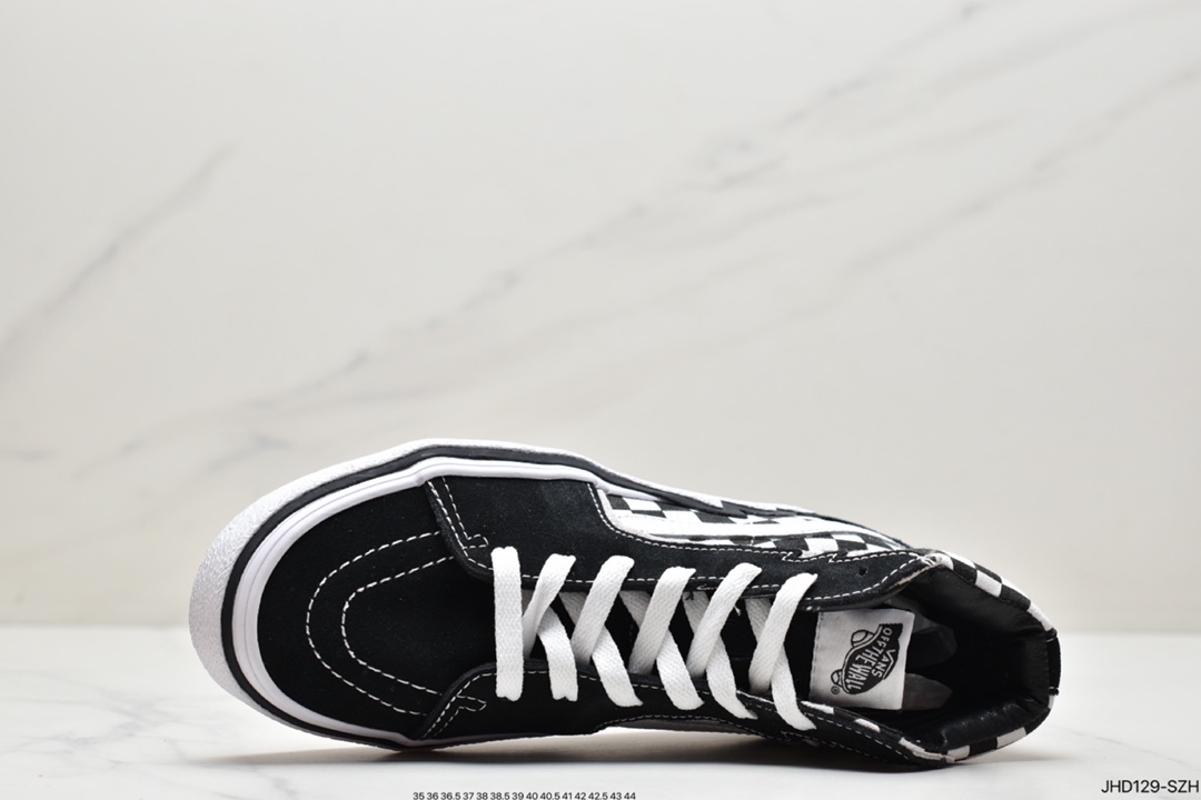 VANS high-top SK8-HI black and white checkerboard lightning pattern men's and women's shoes canvas shoes board shoes VN0A5JIVA04