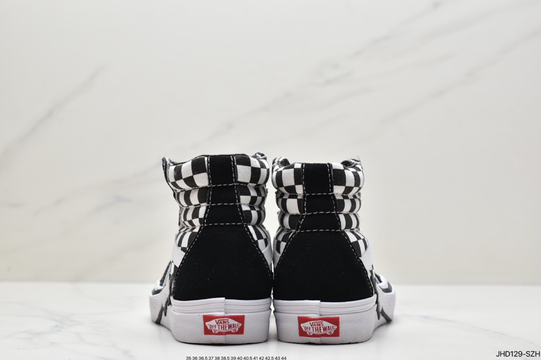 VANS high-top SK8-HI black and white checkerboard lightning pattern men's and women's shoes canvas shoes board shoes VN0A5JIVA04