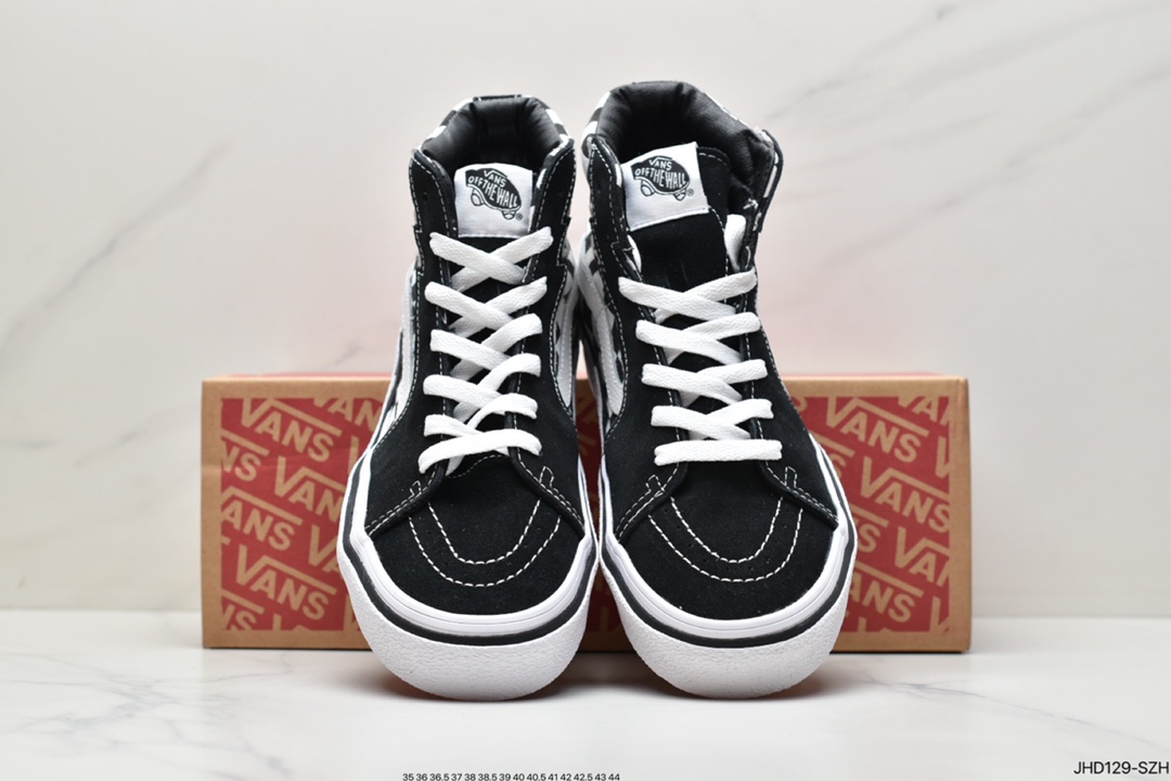 VANS high-top SK8-HI black and white checkerboard lightning pattern men's and women's shoes canvas shoes board shoes VN0A5JIVA04