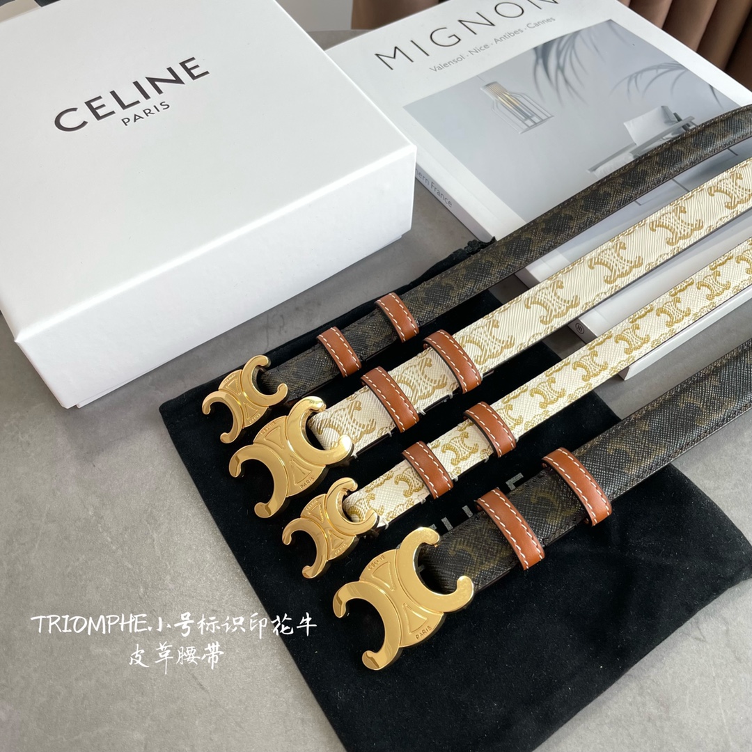 🉐️ TRIOMPHE CANVAS标志印花和牛皮革
TRIOMPHE  配领扣带扣 2.5cm 宽 对