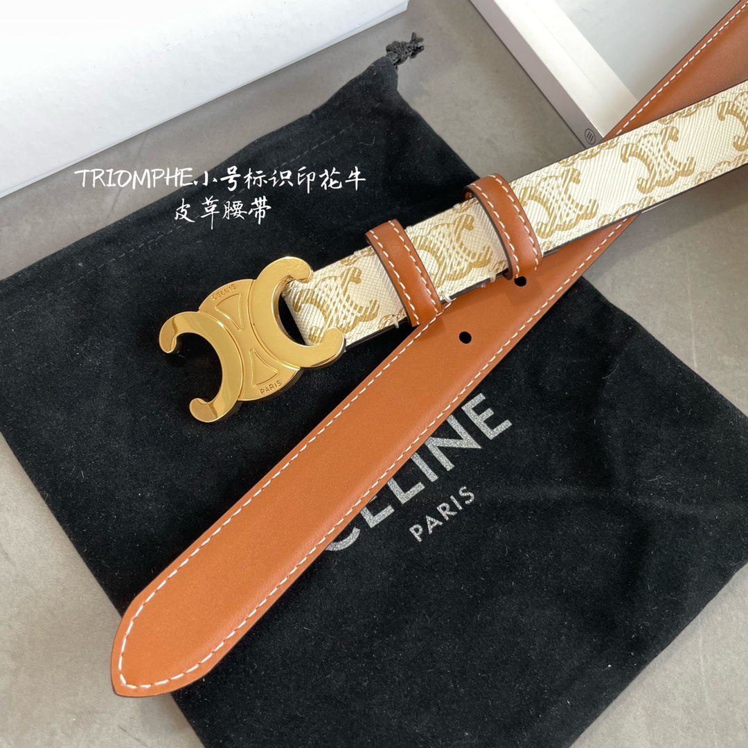 🉐️ TRIOMPHE CANVAS标志印花和牛皮革
TRIOMPHE  配领扣带扣 2.5cm 宽 对