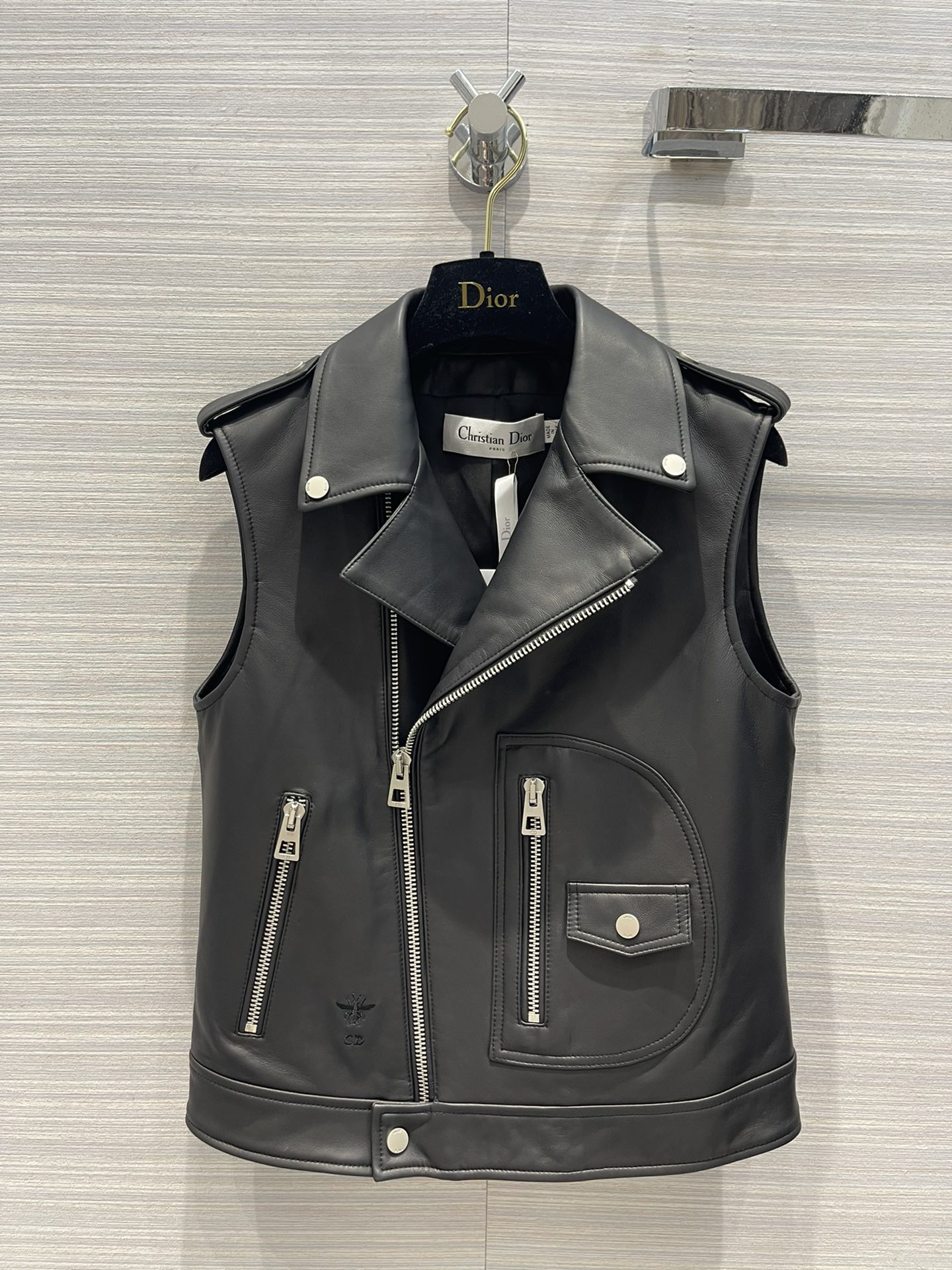 Dior Clothing Waistcoats Black Platinum White Lambskin Sheepskin Fall Collection