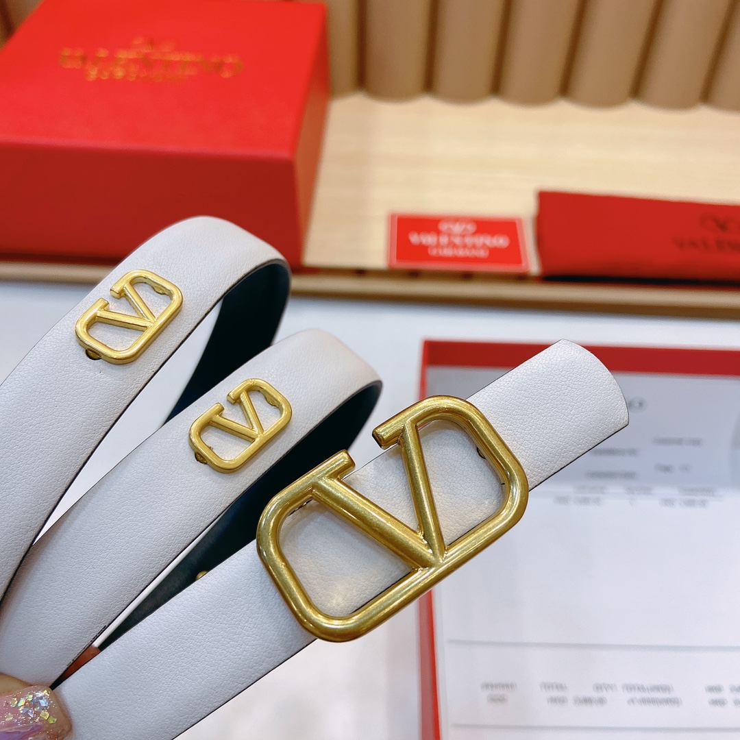 华伦天奴2.0cm宽度专柜新款双面原